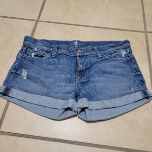 7 For All Mankind Women's Shorts Blue Jean Denim Size 32